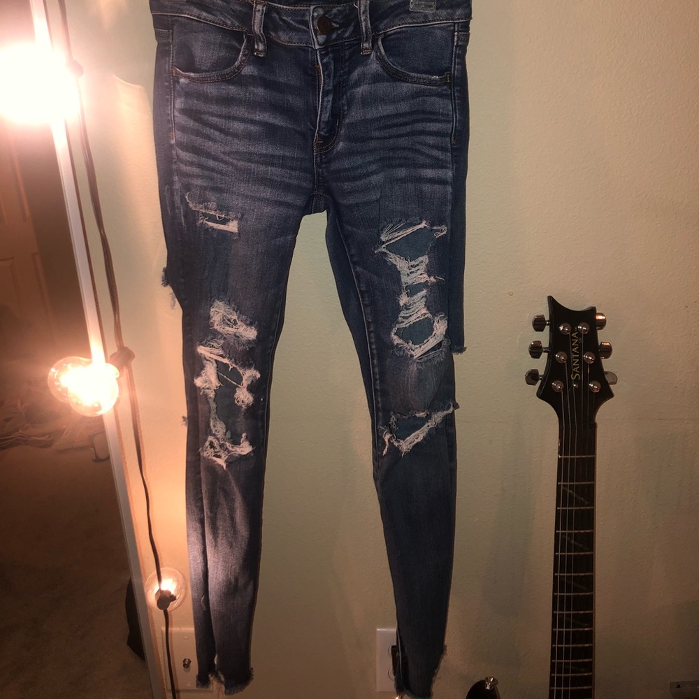 Dark blue ripped AE jeans!